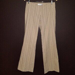 Sara Feinberg Tan Striped Beaded Pants Lined Career Metallic Size Medium